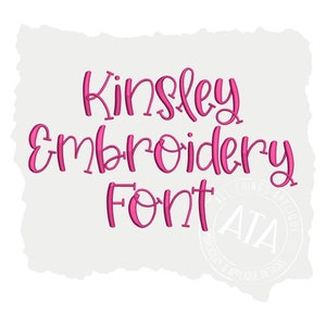 Kinsley Embroidery Font for Machine Embroidery - Whimsical and Fun Uppercase and Lowercase in Sizes 1&quot;, 1.5&quot;, and 2&quot; - includes BX format