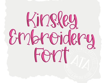 Kinsley Embroidery Font for Machine Embroidery - Whimsical and Fun Uppercase and Lowercase in Sizes 1", 1.5", and 2" - includes BX format
