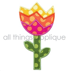 Design de aplique de tulipa Chevron Funky - 3 tamanhos - Bordado à máquina - DOWNLOAD INSTANTÂNEO
