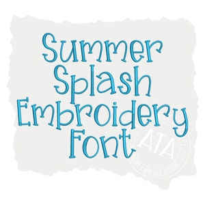 Summer Splash Embroidery Font for Machine Embroidery - Uppercase and Lowercase in Sizes 1&quot;, 1.5&quot;, 2&quot; and 2.5&quot;