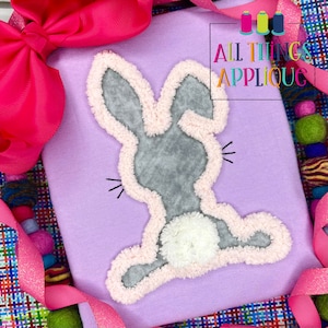 Bunny with Floppy Ear and Tail Yarn Applique Design - Machine Embroidery Applique Design to be stitched with Chenille Yarn