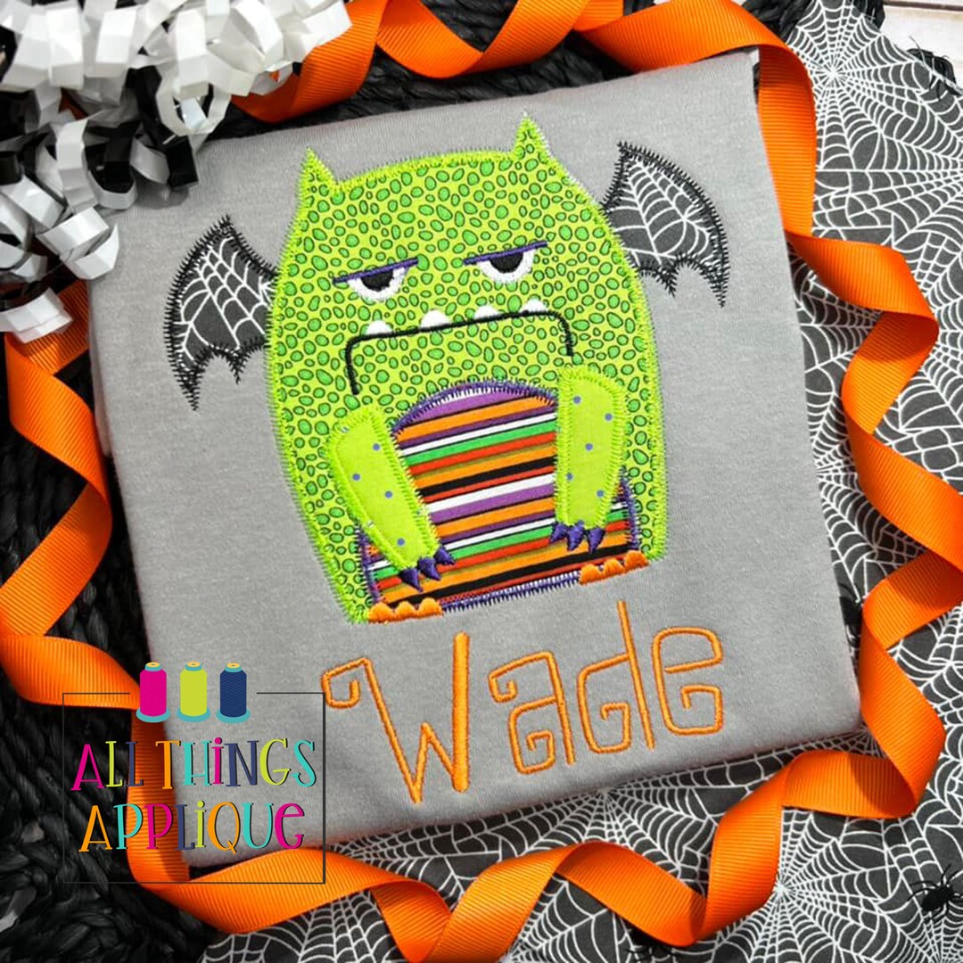 Halloween Applique Design - Grumpy Monster Applique Design for Birthday ...