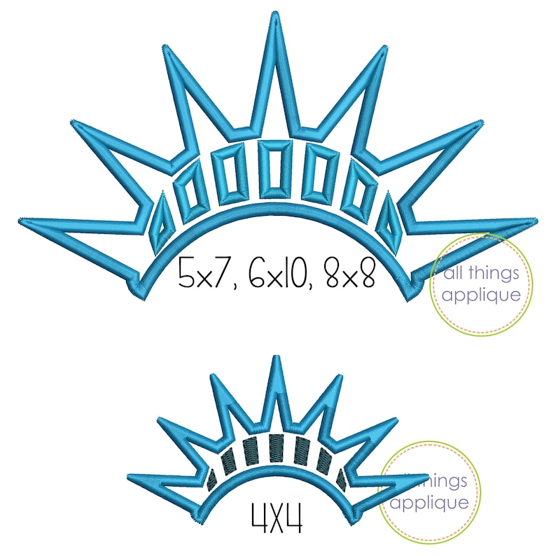 Statue of Liberty Crown Applique Design 4th of July Satin Etsy