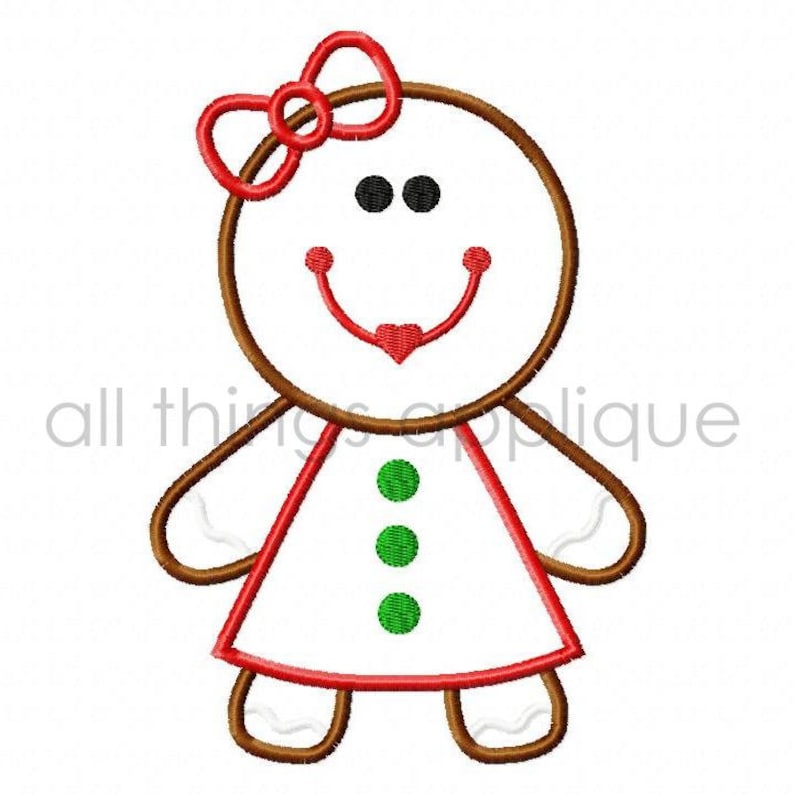 Gingerbread Girl Applique Christmas Applique Design 3 Etsy