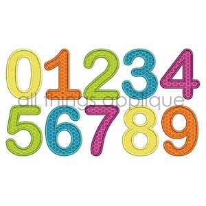 Simple Applique Numbers - Numbers 0-9 - 4 Sizes - Machine Embroidery Design - INSTANT DOWNLOAD