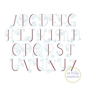 Swirly Capital Letter Machine Embroidery Alphabet Font by All Things Applique