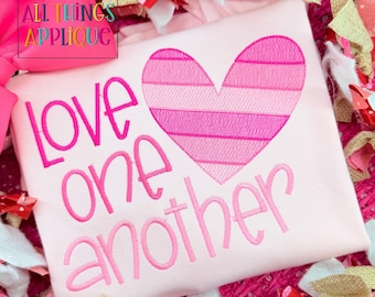 Love One Another Hand Lettered Machine Embroidery Design by All Things Applique