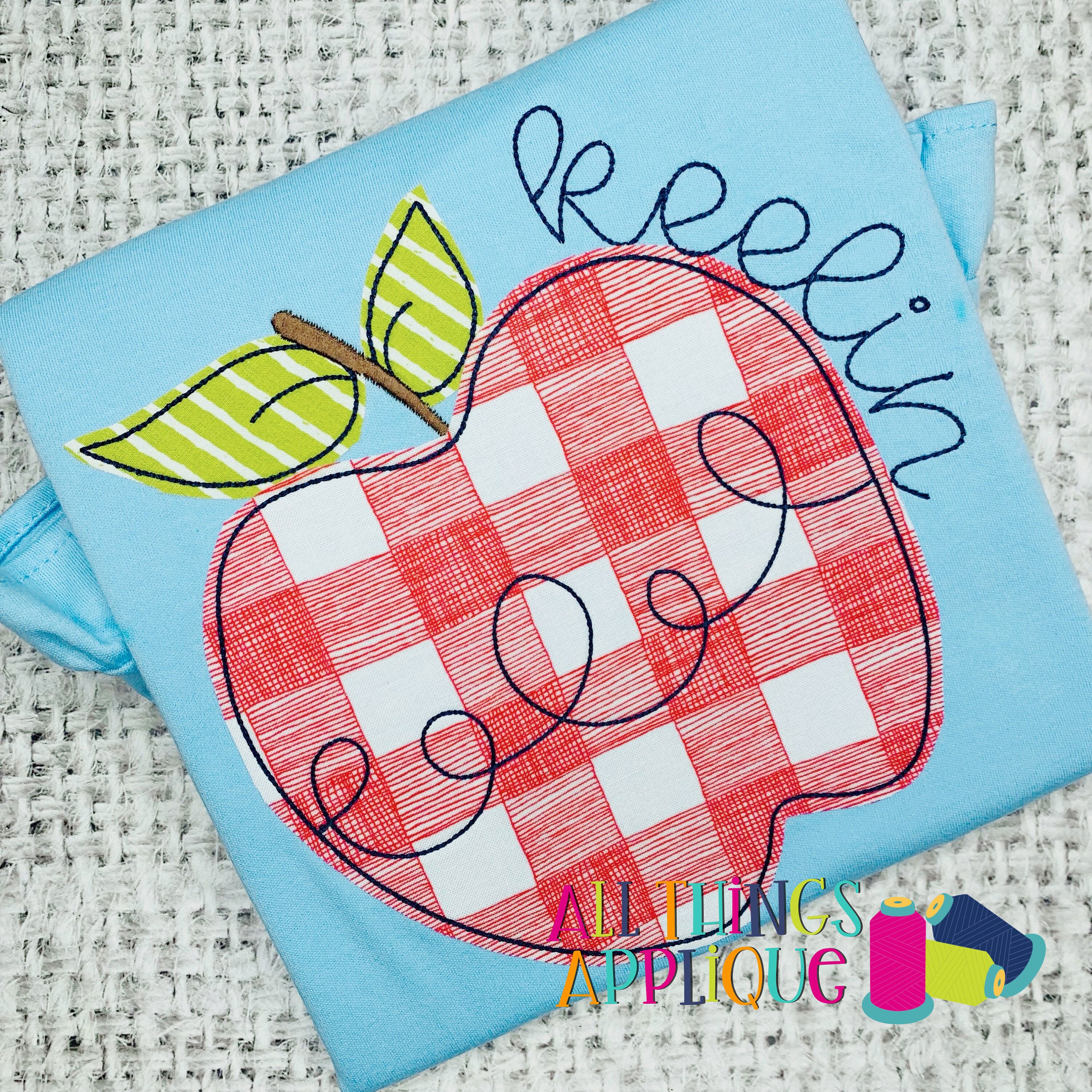 Apple Applique Design - Back to School Machine Embroidery Design ...