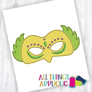 Mardi Gras Mask Applique Design - Machine Embroidery - BEAN Stitch Mardi Gras Mask Design (#1591) - INSTANT DOWNLOAD