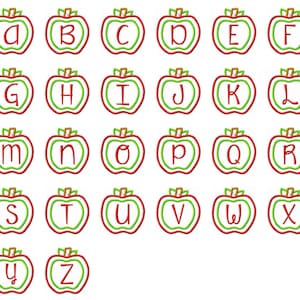 Apple Applique Alphabet - 26 Letters - 3 Sizes Each Letter - INSTANT DOWNLOAD