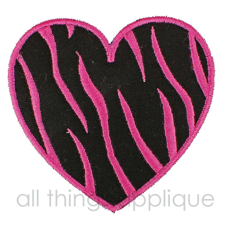 Valentine Applique Design Zebra Heart Machine Embroidery Applique Design INSTANT DOWNLOAD image 1