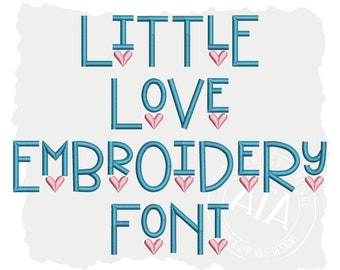 Little Love Machine Embroidery Font - 26 Letters Uppercase and Lowercase - 1.0", 1.5", and 2.0" - BX Format Included