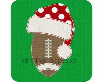 Football Santa Hat BEAN Stitch (577) - Christmas Applique Design - 4 Sizes - INSTANT DOWNLOAD