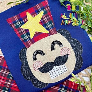Nutcracker Face Applique Design - With or Without Background Fabric - Bean Stitch Machine Embroidery Applique Design for Christmas