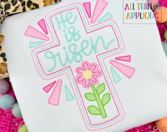 He is Risen Embroidery Design - Easter Christian Design - Instant Download - 6 Sizes