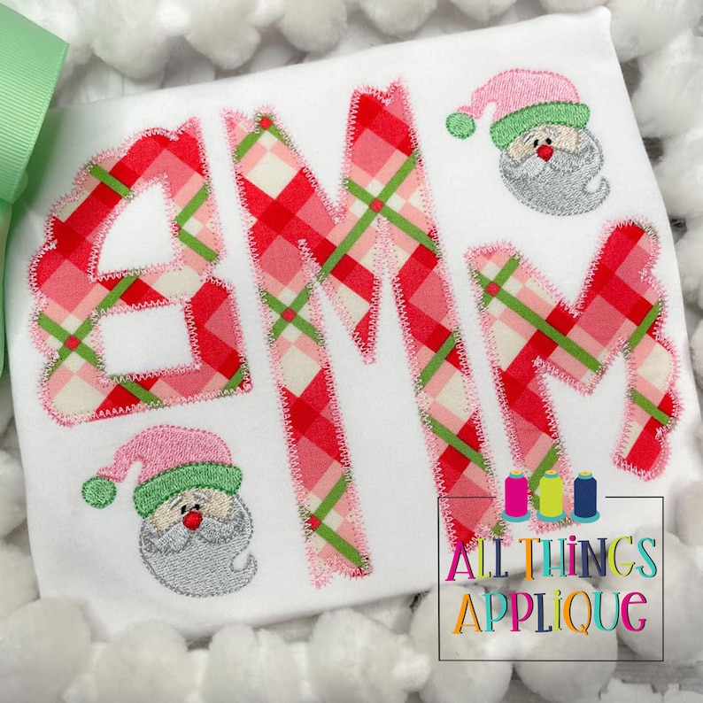 Bmm Letters Mini Santa Embroidery Design Bundle - 6 Mini Santa Designs in 5 Sizes ...