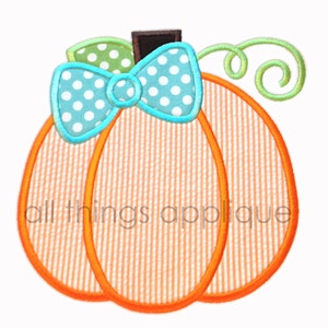 Bow Pumpkin Applique Design - 4 Sizes - INSTANT DOWNLOAD