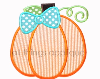 Bow Pumpkin Applique Design - 4 Sizes - INSTANT DOWNLOAD