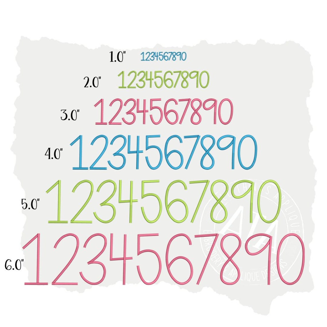 Gracy Hand Lettered Exclusive Machine Embroidery Numbers - 1", 2", 3 ...