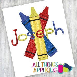 Back to School Embroidery Monogram Frame for Machine Embroidery with Apples and Pencils by All Things Applique