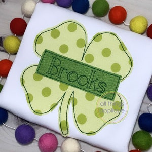 Projekt aplikacji na Dzień Świętego Patryka | Wzory do haftu Bean Stitch Clover Shamrock | Pudełko na imię Projekt aplikacji na Dzień Świętego Patryka