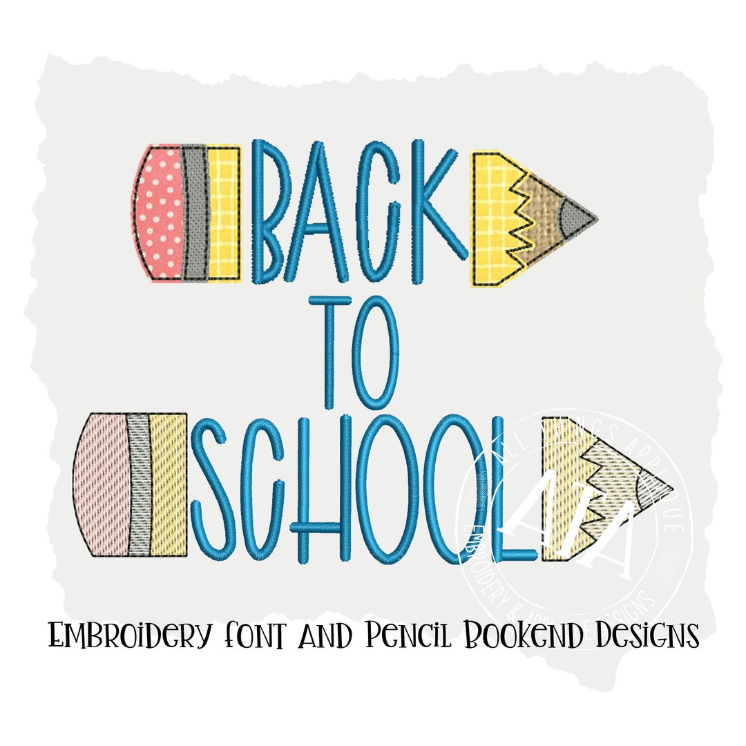 Back to School Embroidery Font With Sketch Stitch and Bean Stitch ...