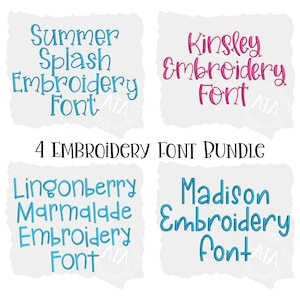 Embroidery Font Bundle - 4 Satin Stitch Embroidery Fonts for Machine Embroidery by All Things Applique