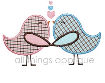 Love Birds Valentine Applique Design - Machine Embroidery Applique Design - INSTANT DOWNLOAD