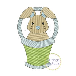 Easter Sketch Embroidery Design Bunny in Easter Basket - Etsy
