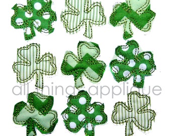 St. Patrick's Day Shamrock Bean Stitch Applique Design | Etsy