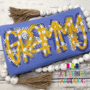 Grammy Hand Lettered Bean Stitch Double Applique Design for Machine Embroidery - Grandmother Gift, Mothers Day Gift by All Things Applique