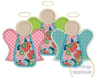 Christmas Angel Trio Applique Design - Zig Zag Stitch Applique Design - All Things Applique - Embroidery - 3 Sizes #1450
