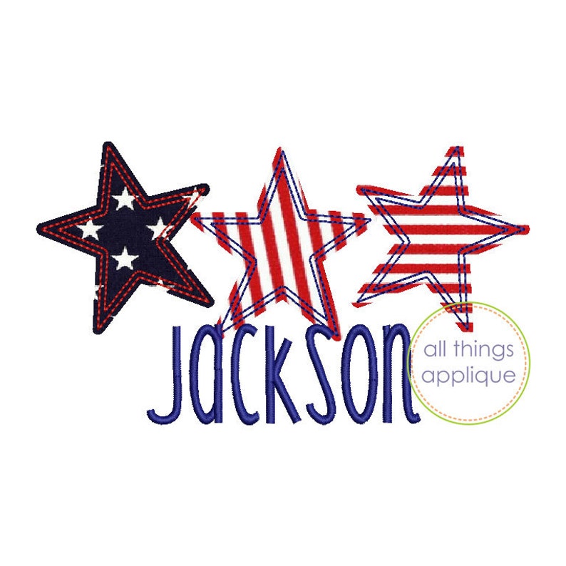 Star trio applique design bean 1137 4th of july  etsy