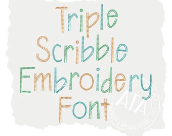 Triple Scribble Embroidery Font Bean Vintage Stitch for Machine Embroidery Design by All Things Applique