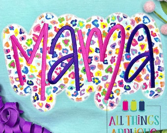 Mama Hand Lettered Zig Zag Stitch Double Applique Design for Machine Embroidery Grandmother Gift, Mothers Day Gift by All Things Applique