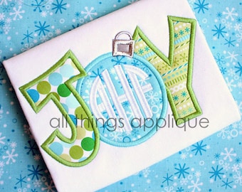 Joy Ornament Applique Design - 4 Sizes - INSTANT DOWNLOAD