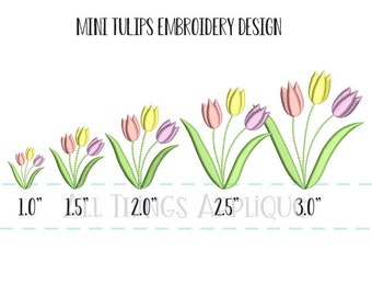 Mini Tulips Spring Embroidery Design Machine Embroidery Pattern by All Things Applique | 5 Sizes