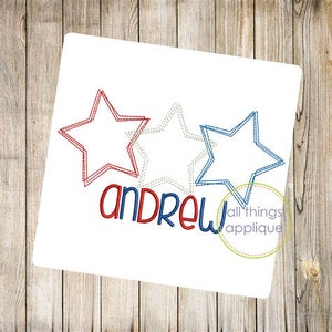 Star Trio Applique Design - SCRIBBLE - 4th of July Embroidery - 4 Sizes - INSTANT DOWNLOAD