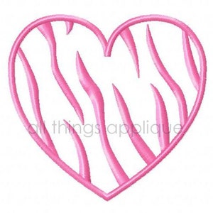 Valentine Applique Design Zebra Heart Machine Embroidery Applique Design INSTANT DOWNLOAD image 2