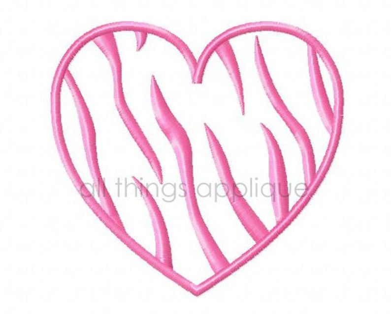 Valentine Applique Design Zebra Heart Machine Embroidery Applique Design INSTANT DOWNLOAD image 2