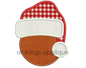 Basketball Santa Hat SATIN Stitch (214) - Christmas Applique Designs - 4 Sizes - INSTANT DOWNLOAD