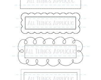 Name Frame Set - Rectangle, Double Rectangle, Scallop Edge, Loopy Name Frame Set - 9 Sizes Each - Instant Download - Machine Embroidery