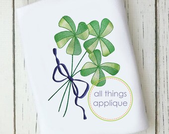 St. Patrick's Day Shamrock Flowers Sketch Stitch Embroidery Design (#1279) - St. Patrick's Day Embroidery Design - INSTANT DOWNLOAD