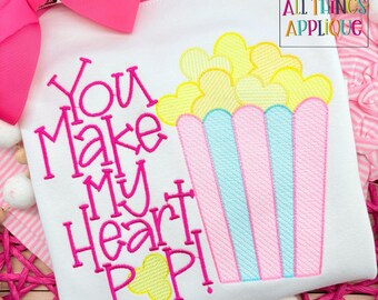 Valentine Design for Machine Embroidery - You Make My Heart Pop Sketch Stitch Embroidery Design