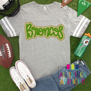 Broncos Hand-Lettered and Digitized Bean Stitch Machine Embroidery Applique Design