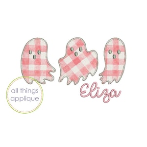 Ghost Trio Halloween Applique Design - Blanket Stitch (#1409) - Halloween Designs - 3 Sizes - INSTANT DOWNLOAD