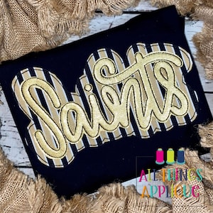 Saints Hand-Lettered and Digitized Bean Stitch Machine Embroidery Applique Design