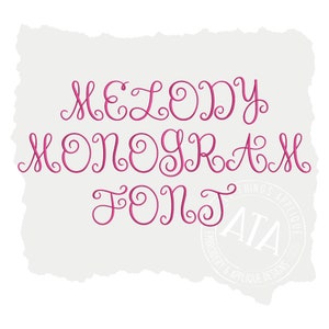 Monogram Embroidery Font for Machine Embroidery -  6 Sizes 1 in, 2 in, 3 in, 4 in, 5in and 6 in -Melody Monogram Font by All Things Applique