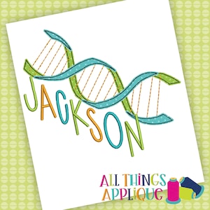 Science DNA Helix Applique Design for Machine Embroidery - Bean Stitch Applique Digitized Design by All Things Applique