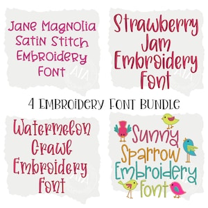 Embroidery Font Bundle - 4 Satin Stitch Embroidery Fonts for Machine Embroidery by All Things Applique